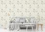 Non-woven wallpaper flowers leaves white green 39427-3 8
