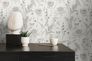 Non-woven wallpaper birds flowers white black 39429-2 7