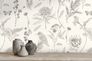 Non-woven wallpaper birds flowers white black 39429-2 6