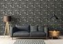 Non-woven wallpaper floral leaves black cream 39434-1 1