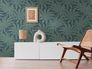 Non-woven wallpaper leaves petrol green gold 39501-6 3