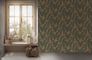 Non-woven wallpaper leaf pattern beige green gold 39502-2 4