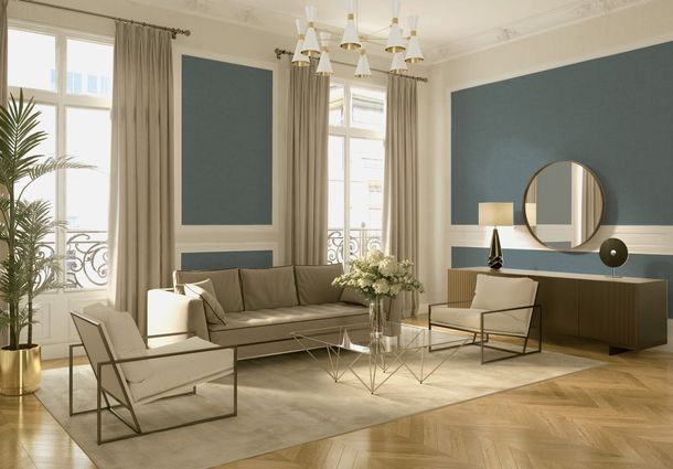 Non-woven wallpaper plaster texture green blue 39503-9