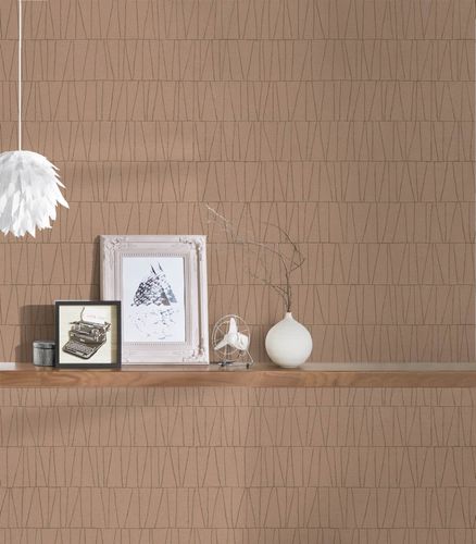 Non-woven wallpaper lines pink copper metallic 39506-5