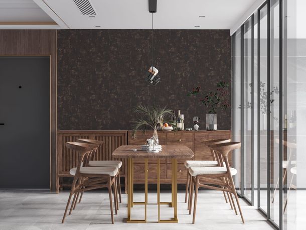 Non-woven wallpaper plaster look black gold 3951-15