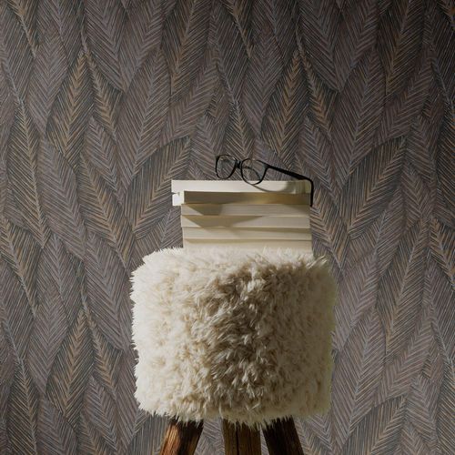 Non-woven wallpaper leaf pattern jungle brown 10391-11