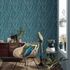 Non-woven wallpaper leaf pattern jungle blue 10391-19 1