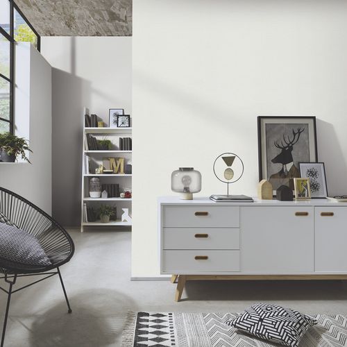 Non-woven wallpaper plain textile look white 10393-01