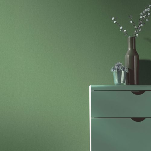 Non-woven wallpaper plain textile look green 10393-07