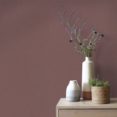Non-woven wallpaper plain textile look brown red 10393-21