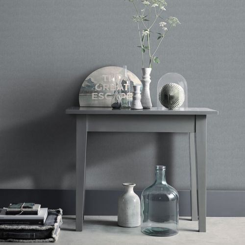Non-woven wallpaper plain textile look dark grey 10393-34