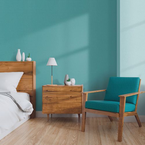 Non-woven wallpaper plain textile look turquoise 10393-43