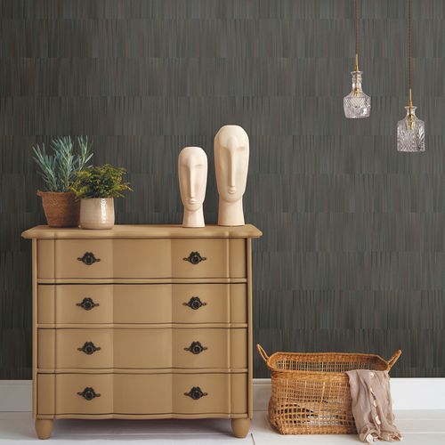 Non-woven wallpaper stripes lines abstract black 10398-47