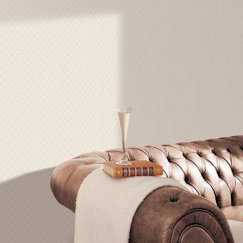 Non-woven wallpaper checkered look beige gloss 10289-14