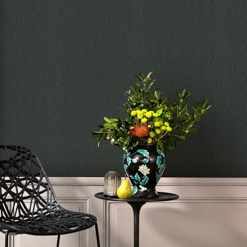Non-woven wallpaper wood look black metallic 10291-15