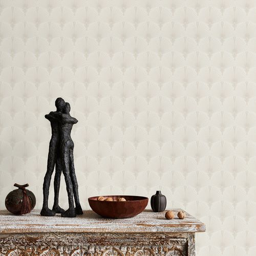 Non-woven wallpaper Art Deco cream beige glitter 10346-02