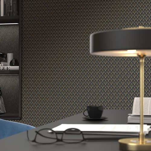 Non-woven wallpaper Art Deco black gold metallic 10346-15