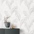 Non-woven wallpaper leaves white silver metallic 10282-31 3