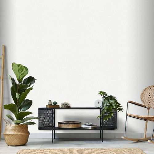Non-woven wallpaper plain white metallic glitter 10285-01