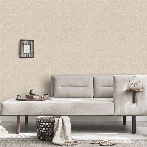 Non-woven wallpaper plain beige silver metallic 10285-38