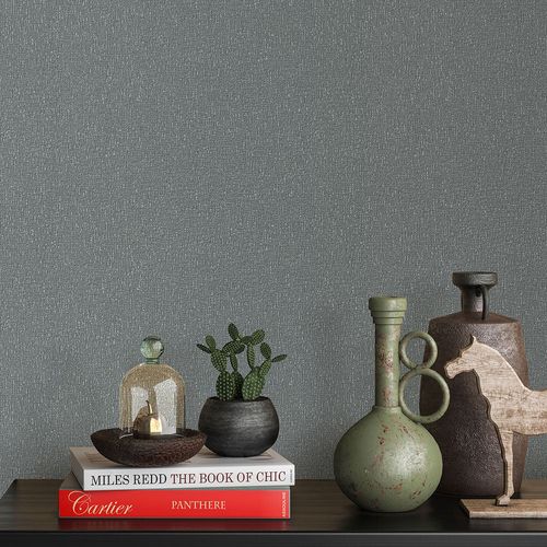 Non-woven wallpaper textured grey silver metallic 10341-47