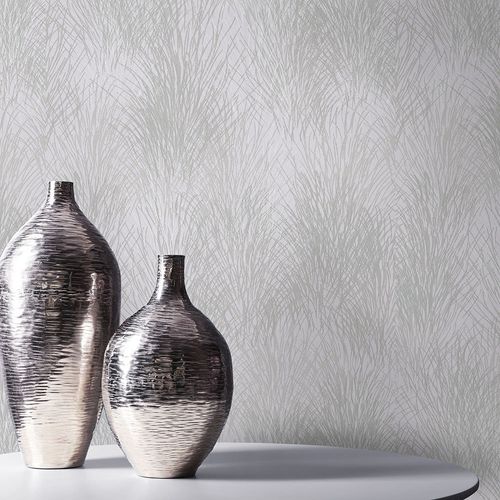 Non-woven wallpaper floral grey silver metallic 10380-10