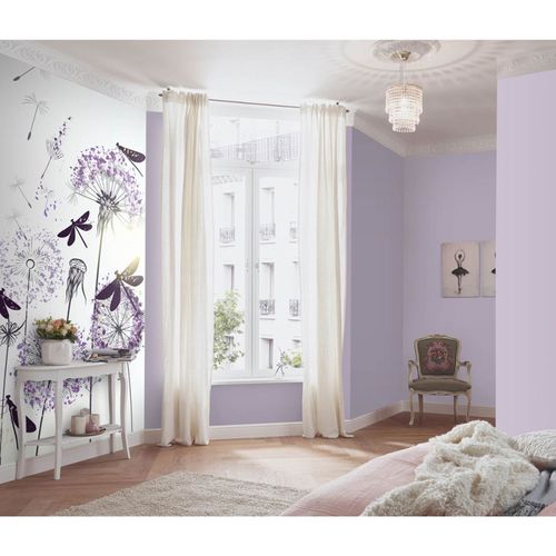 Photo Wallpaper Floral Dragonflies White Purple 2520N-82