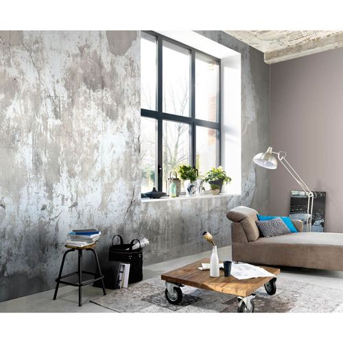 Photo wallpaper wall concrete used look grey beige 2226-15