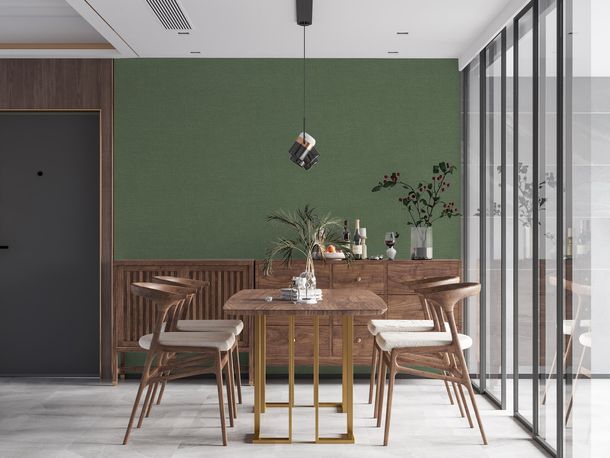 Non-woven wallpaper plain texture scratches green 39648-1