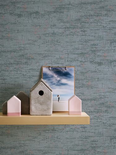 Non-woven wallpaper metal look blue copper 39657-1