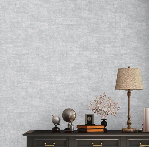 Non-woven wallpaper metal look grey silver metallic 39657-2