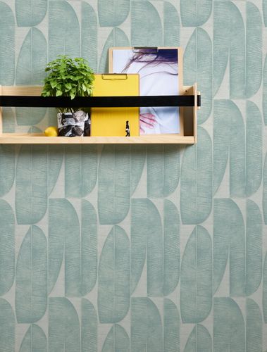 Non-woven wallpaper leaf pattern abstract blue grey 39658-5