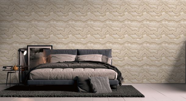 Non-woven wallpaper marble look grey gold metallic 39659-2