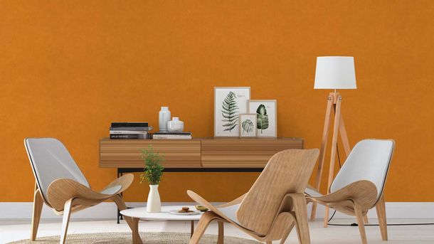 Non-woven wallpaper Rasch plain yellow brown 330137