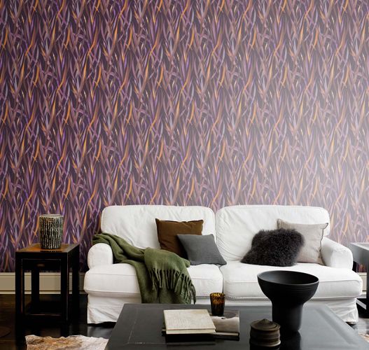 Non-woven wallpaper Rasch floral purple yellow 330243
