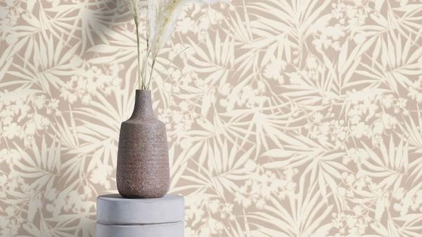 Non-woven wallpaper Rasch leaves brown cream 330311