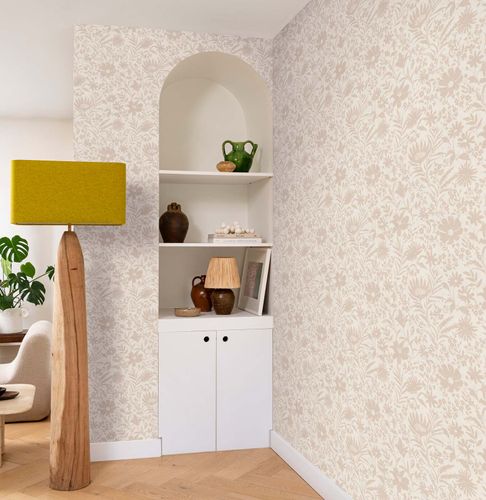 Non-woven wallpaper Rasch flowers cream beige 330403