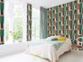 Non-woven wallpaper Rasch graphic grey green 330526 1