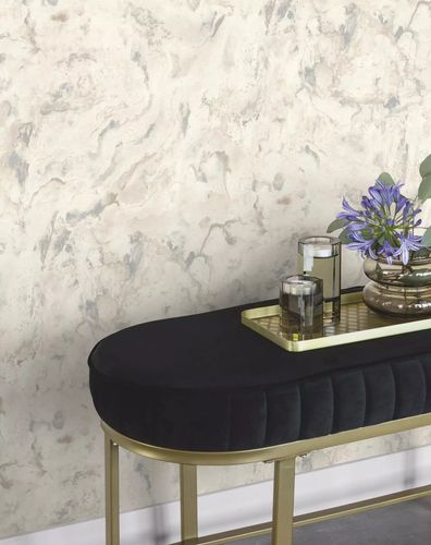 Non-woven wallpaper Rasch plaster look grey silver 514636