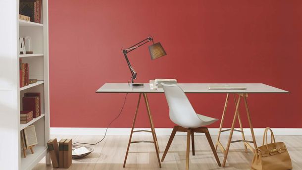 Non-woven wallpaper Rasch plain textile look red 688061