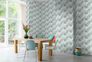 Non-woven wallpaper Rasch leaves white blue 865349 5