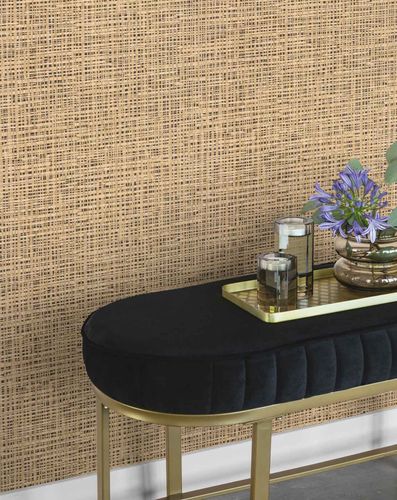 Non-woven wallpaper Rasch braid grass beige black 865424