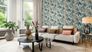 Non-woven wallpaper Rasch leaves beige blue green 866346 4