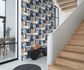 Non-woven wallpaper Rasch retro blue grey beige 866544 1