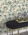 Non-woven wallpaper Rasch leaves white green beige 867640 1