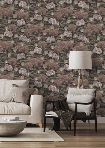 Non-woven wallpaper Rasch jungle tropics black brown 868616