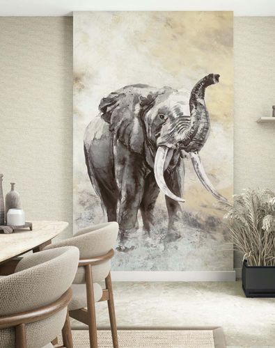 Photo wallpaper animal elephant fog beige anthracite 33099