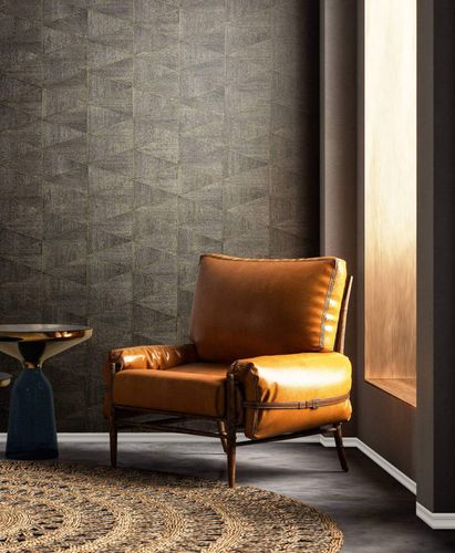 Non-woven wallpaper tiles wood look grey brown 33360