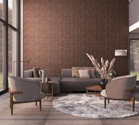 Non-woven wallpaper tiles wood look brown copper 33361