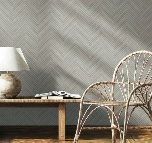 Non-woven wallpaper wood look light grey beige 33374